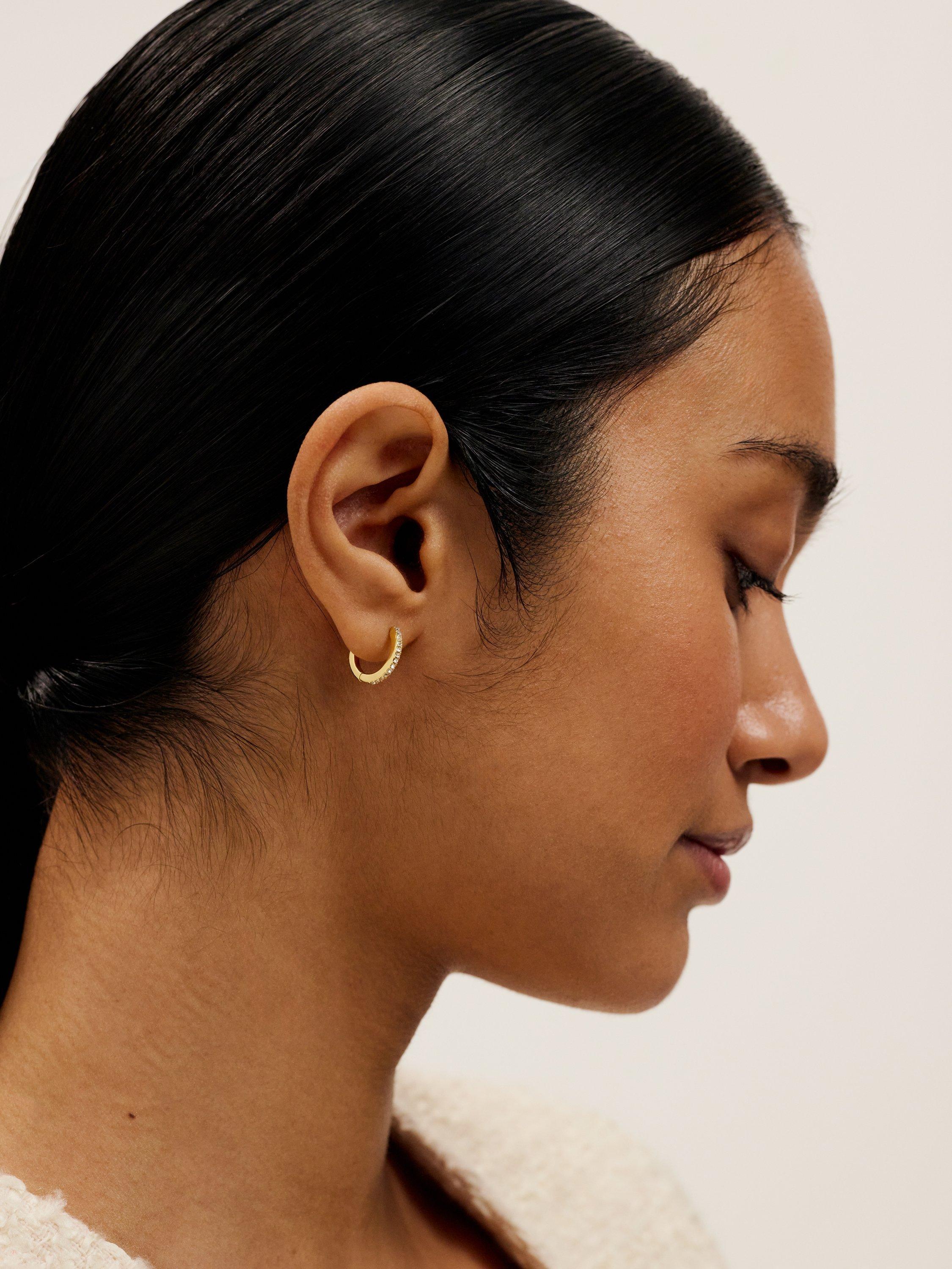 Product image 3 of 5, which shows Ted Baker Heplie Crystal Hoop Earrings, Gold