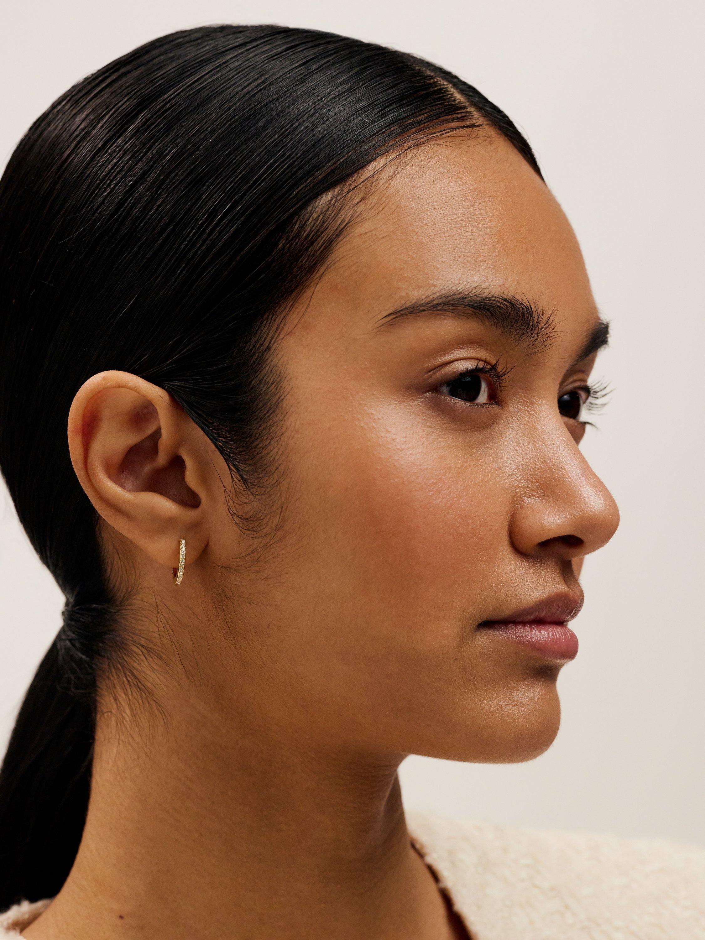 Product image 5 of 5, which shows Ted Baker Heplie Crystal Hoop Earrings, Gold