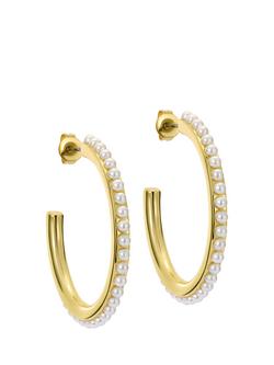 Ted Baker Peraa Medium Pearl Hoop Earrings, Gold, Gold Tone, Pearl