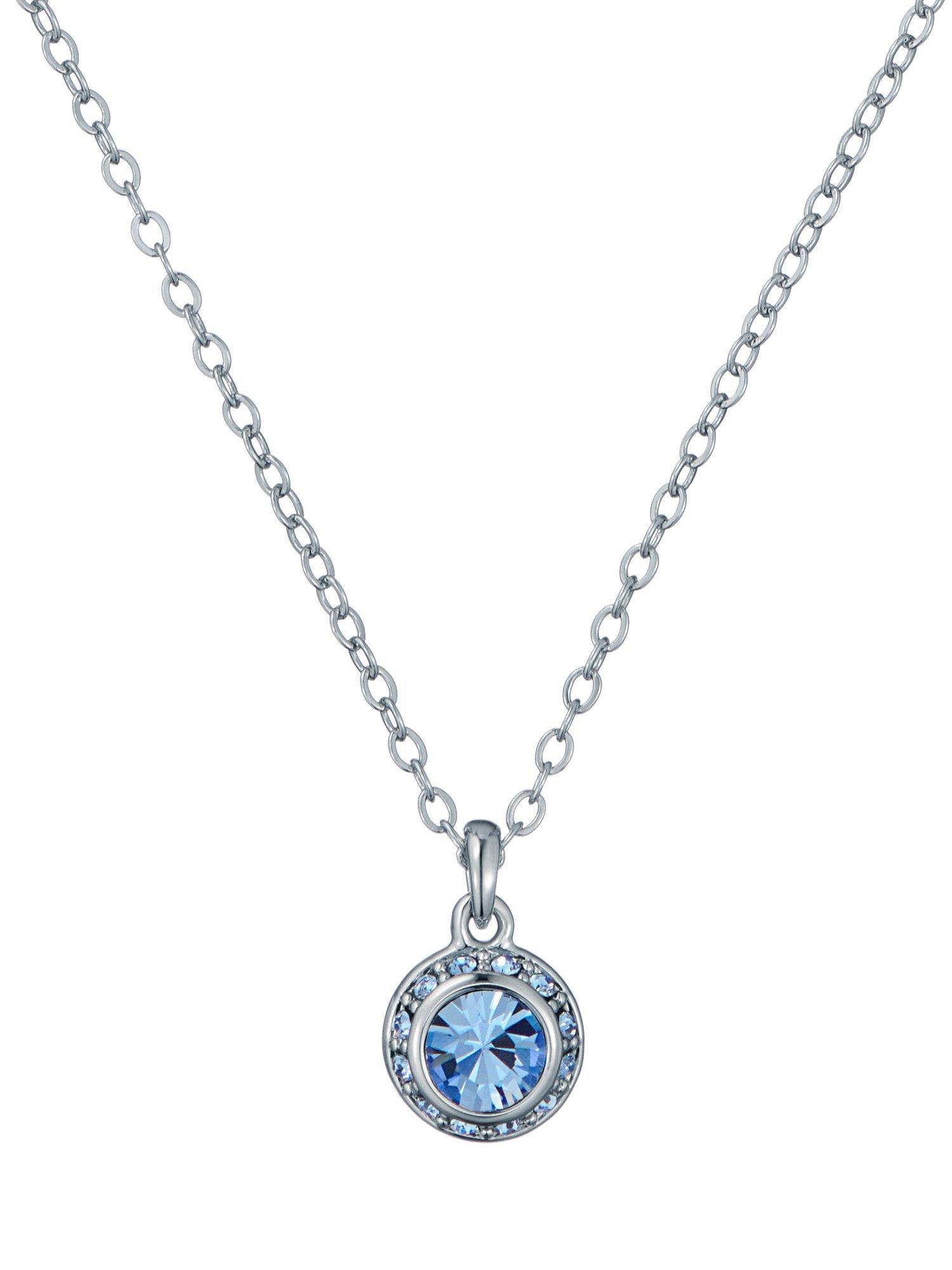 Product image 4 of 5, which shows Ted Baker Soltell Solitaire Sparkle Crystal Pendant Necklace, Blue/Silver