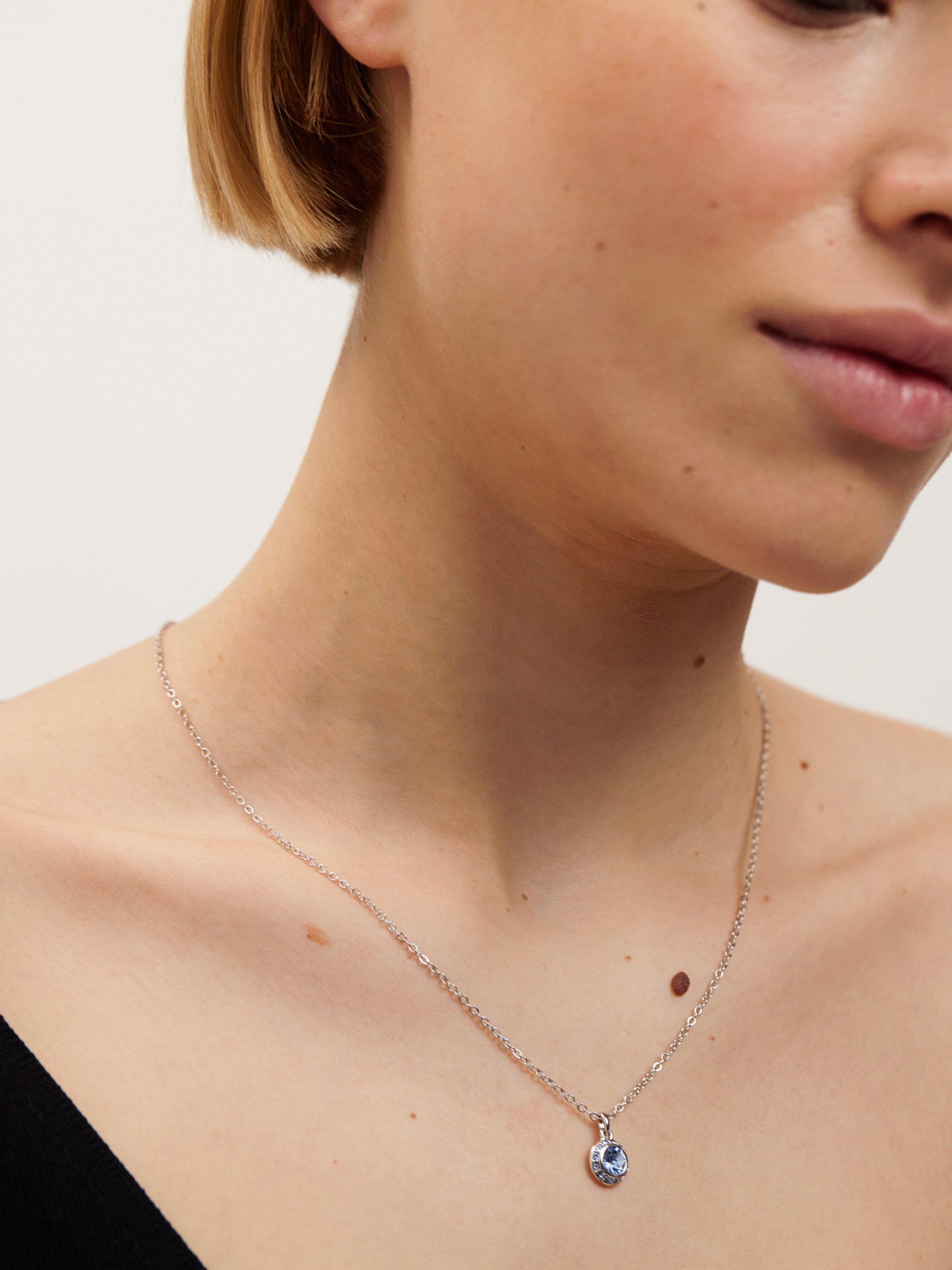 Product image 5 of 5, which shows Ted Baker Soltell Solitaire Sparkle Crystal Pendant Necklace, Blue/Silver