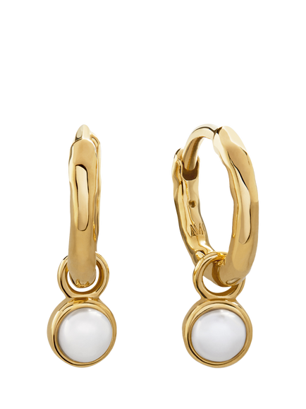 Monica Vinader MV Siren™ Pearl Mini Huggie Earrings, Gold, Gold