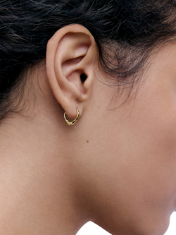Monica Vinader Siren Tapered Huggie Earrings - view 2, Gold
