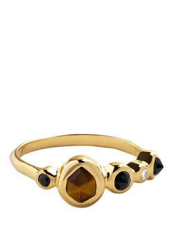 Monica Vinader MV Siren™ Bezel Multi Gemstone Ring, Gold/Brown