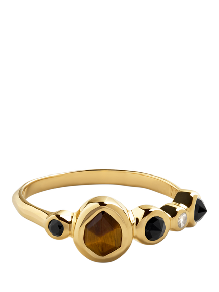 Monica Vinader MV Siren™ Bezel Multi Gemstone Ring, Gold/Brown