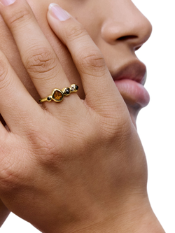 Monica Vinader MV Siren™ Bezel Multi Gemstone Ring - view 2, Gold/Brown