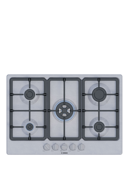 Bosch Series 4 PGQ7B5K90 75cm Gas Hob, Stainless Steel, Stainless Steel
