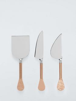 John Lewis Copper Handle Cheese Knives, Set of 3, Copper/Silver
