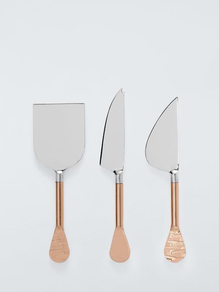 John Lewis Copper Handle Cheese Knives, Set of 3, Copper/Silver