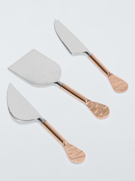 John Lewis Copper Handle Cheese Knives, Set of 3 - view 2, Copper/Silver