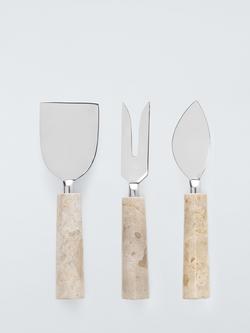 John Lewis Fossil Beige Marble Handle Cheese Knives, Set of 3, Marble