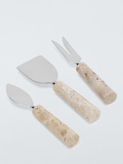 John Lewis Fossil Beige Marble Handle Cheese Knives, Set of 3 - view 2, Marble