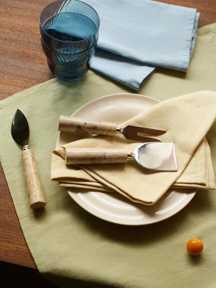 John Lewis Fossil Beige Marble Handle Cheese Knives, Set of 3 - view 2, Marble