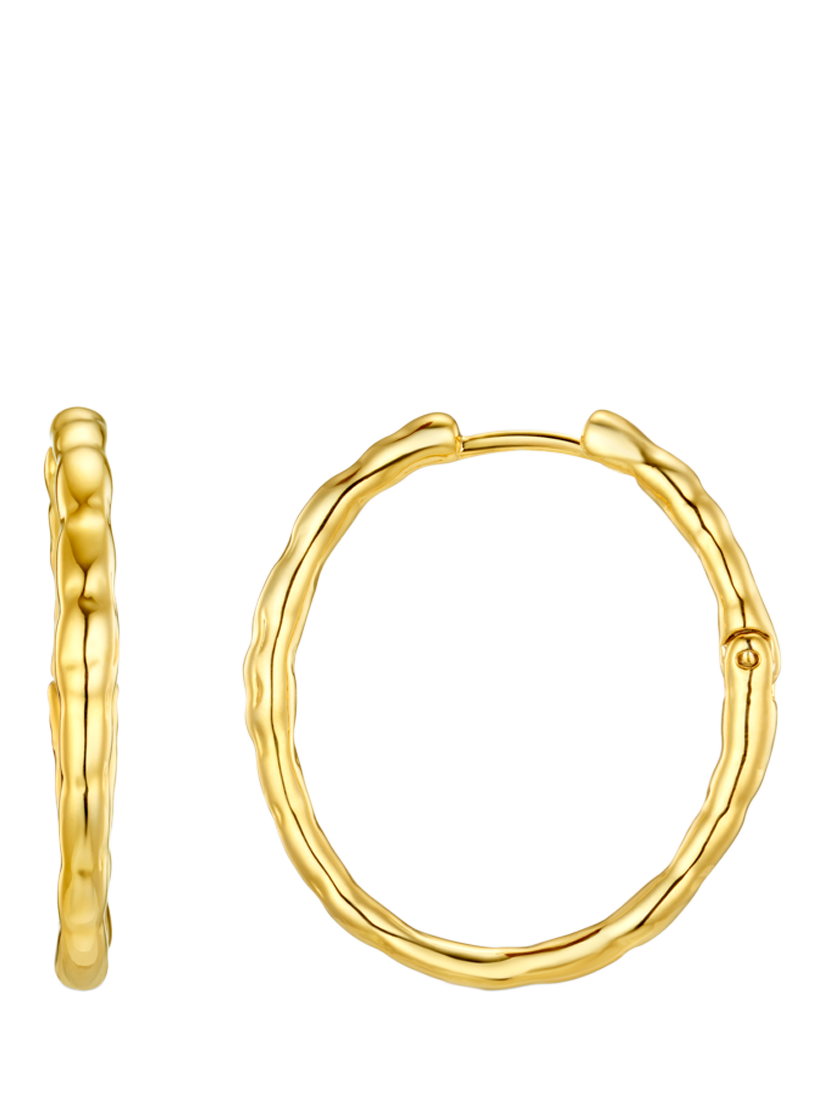 Product image 1 of 4, which shows Orelia Polished Molten Large Hoop Earrings, Gold