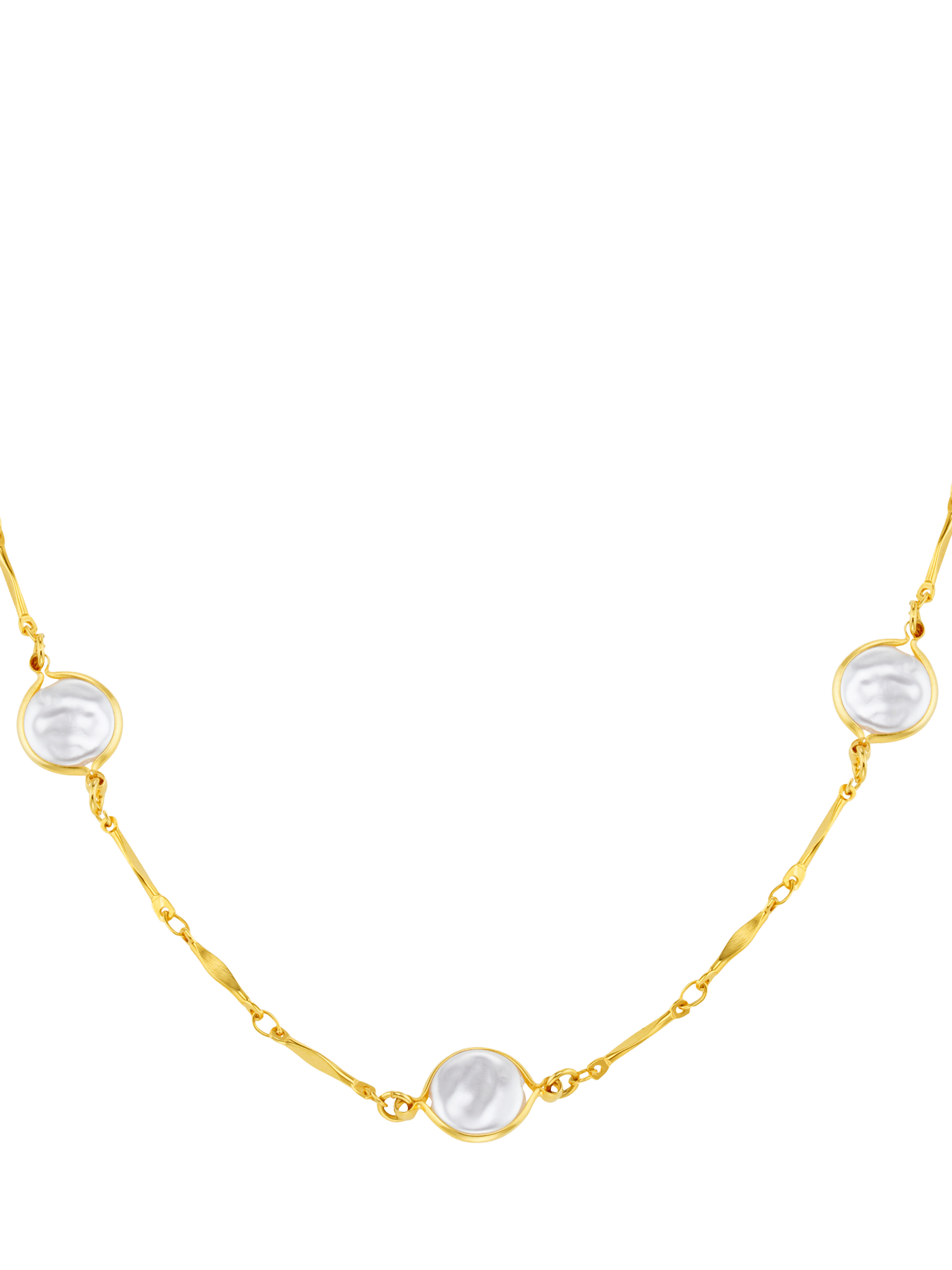 Product image 2 of 5, which shows Orelia Coin Pearl Chain Necklace, Gold