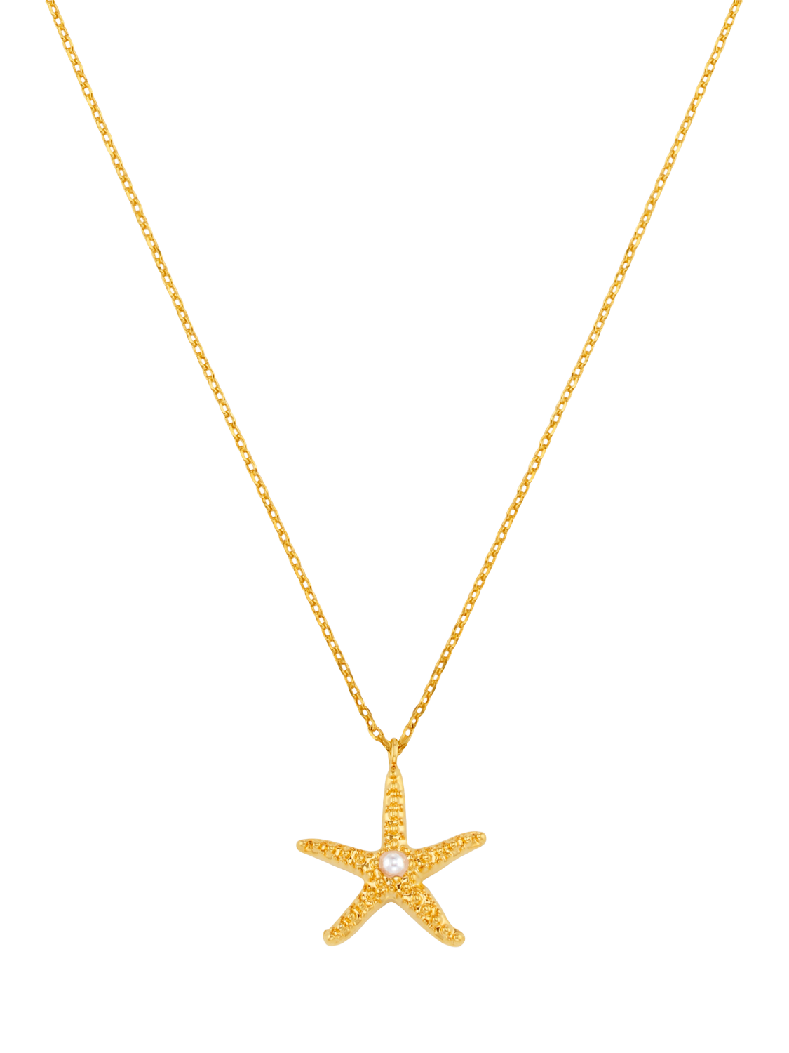 Product image 2 of 5, which shows Orelia Starfish and Pearl Charm Necklace, Gold