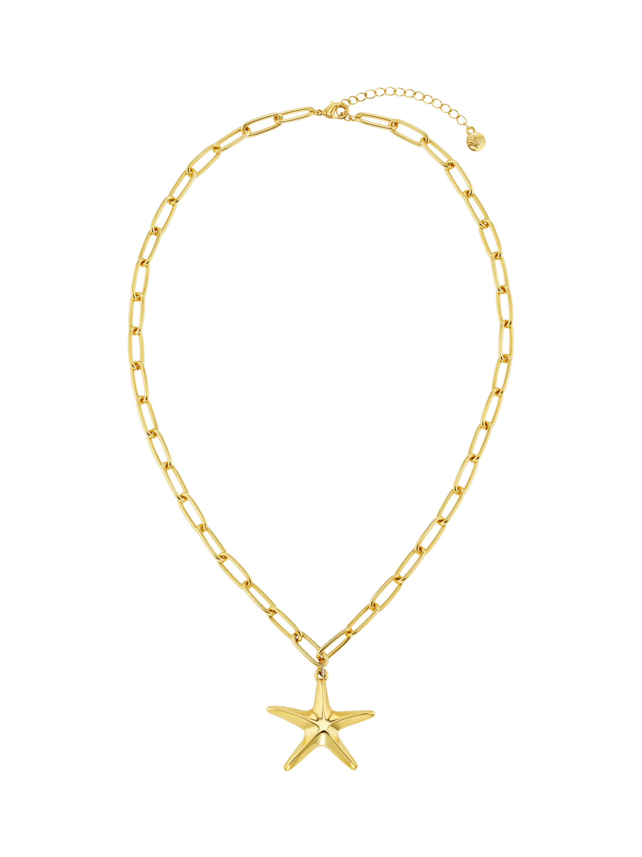 Product image 1 of 4, which shows Orelia Statement Starfish Pendant Necklace, Gold