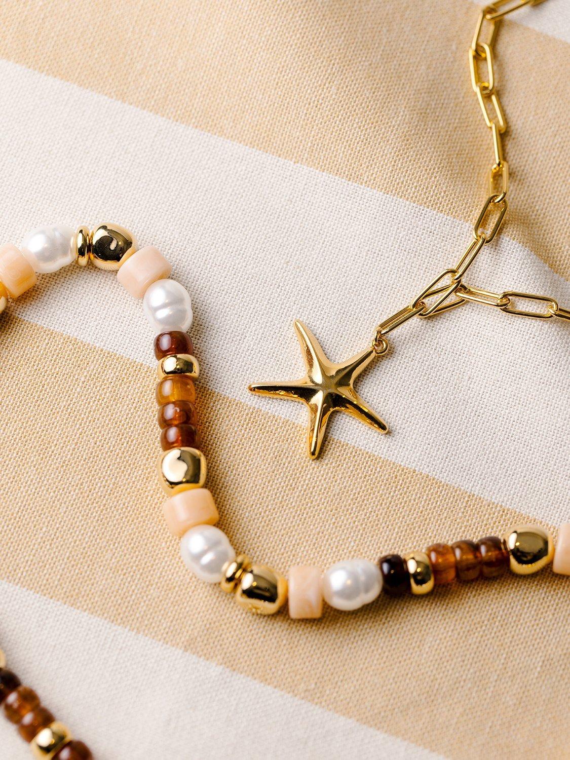 Product image 4 of 4, which shows Orelia Statement Starfish Pendant Necklace, Gold