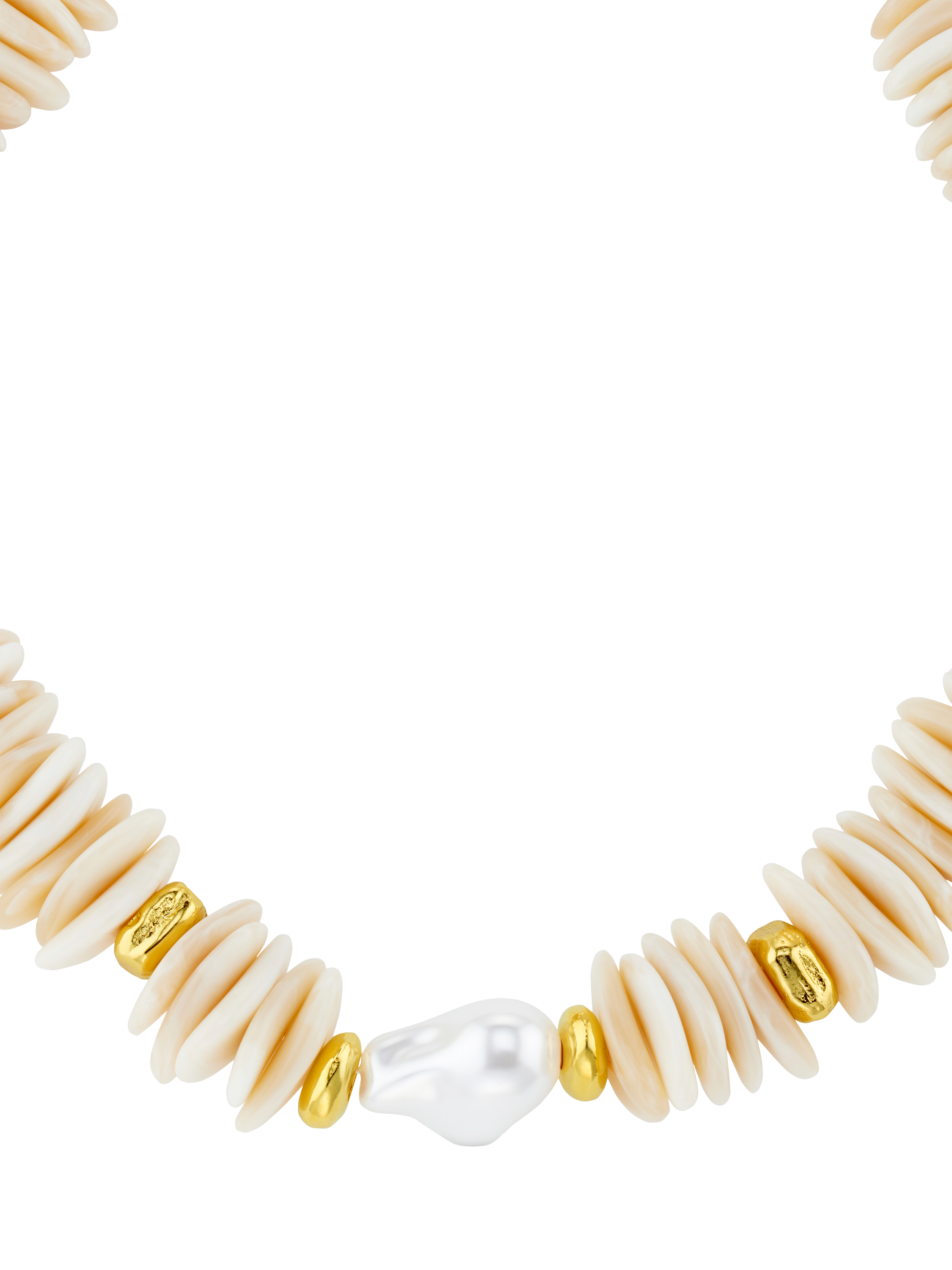 Product image 2 of 5, which shows Orelia Statement Pearl Chip Necklace, Gold