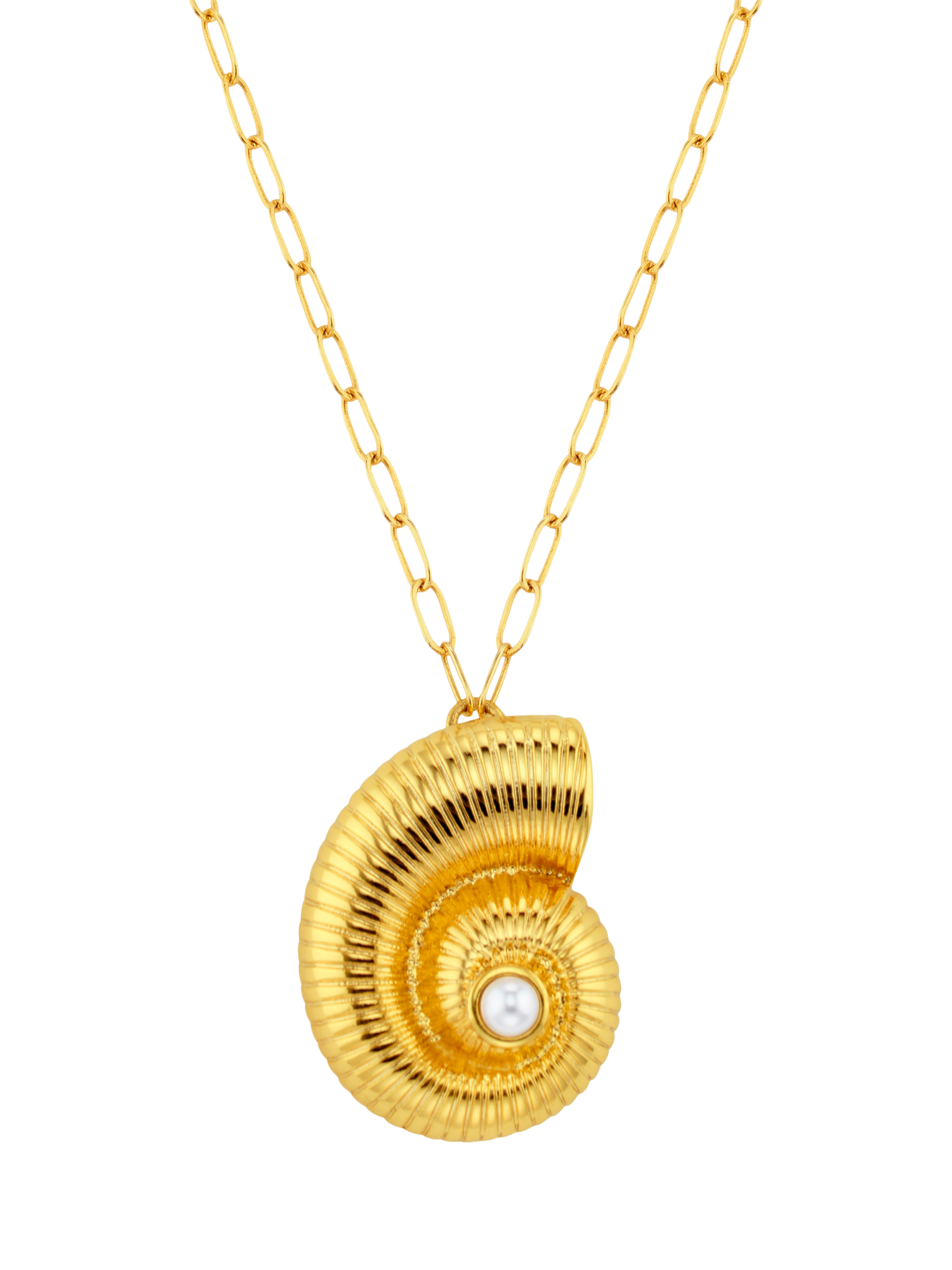 Product image 2 of 4, which shows Orelia Textured Ammonite Pendant Necklace, Gold