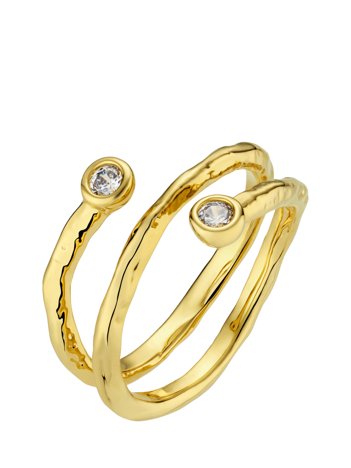 Product image 1 of 2, which shows Orelia Polished Molten Crystal Wrap Ring, Gold, M/L