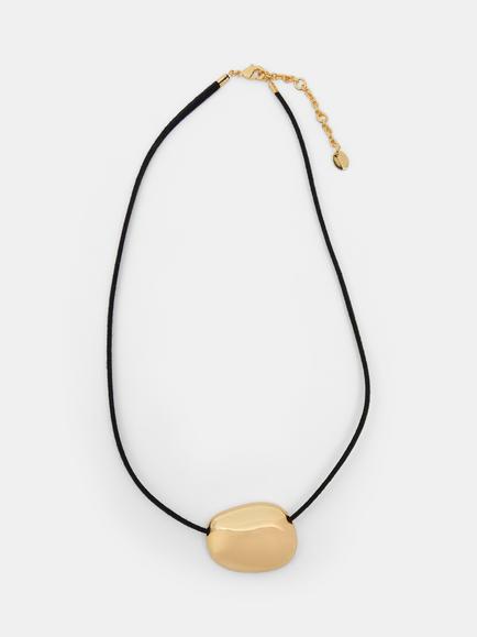 HUSH Pebble Pendant Cord Necklace, Gold