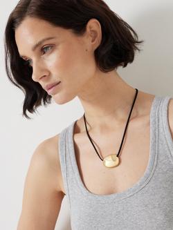 HUSH Pebble Pendant Cord Necklace - view 2, Gold