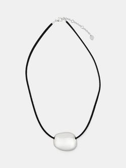 HUSH Pebble Necklace, Silver/Black