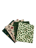 John Louden Christmas Tree & Holly Fat Quarter Fabrics, Pack of 5, Green
