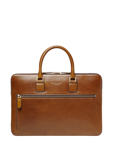 Aspinal of London Connaught Folio Leather Briefcase, English Tan
