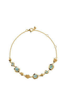 Monica Vinader Odyssey Pebbled Bracelet, Gold/Aquamarine