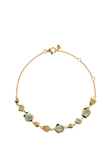 Monica Vinader Odyssey Pebbled Bracelet, Gold/Aquamarine