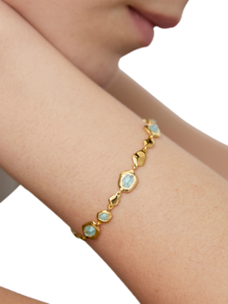 Monica Vinader Odyssey Pebbled Bracelet - view 2, Gold/Aquamarine