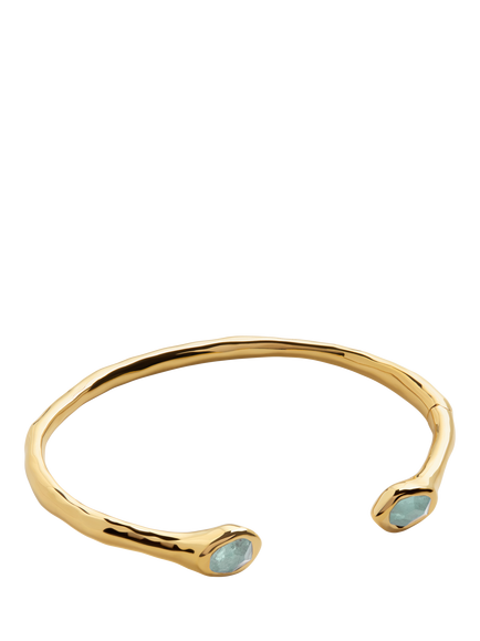 Monica Vinader Gemstone Cuff Bracelet, Gold/Blue, L, Gold/Blue