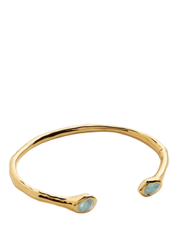 Monica Vinader Gemstone Open Cuff, Gold/Blue, Gold/Blue