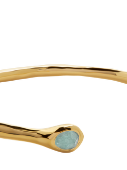 Monica Vinader Gemstone Open Cuff, Gold/Blue - view 2, Gold/Blue