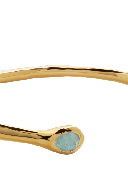 Monica Vinader Gemstone Open Cuff, Gold/Blue - view 2, Gold/Blue