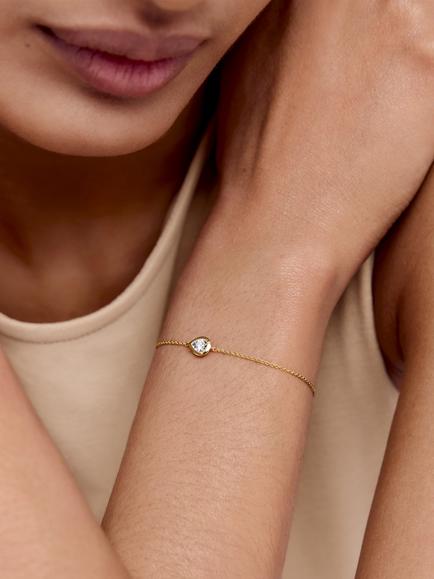Monica Vinader Lab Grown Pear Diamond Chain Bracelet, Gold - view 2, Gold
