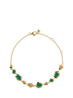 Monica Vinader Odyssey Pebbled Bracelet, Gold/Green Onyx