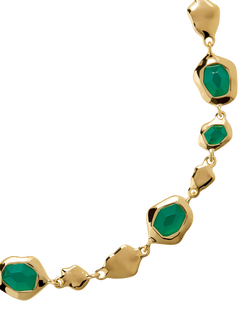 Monica Vinader Odyssey Pebbled Bracelet - view 2, Gold/Green Onyx