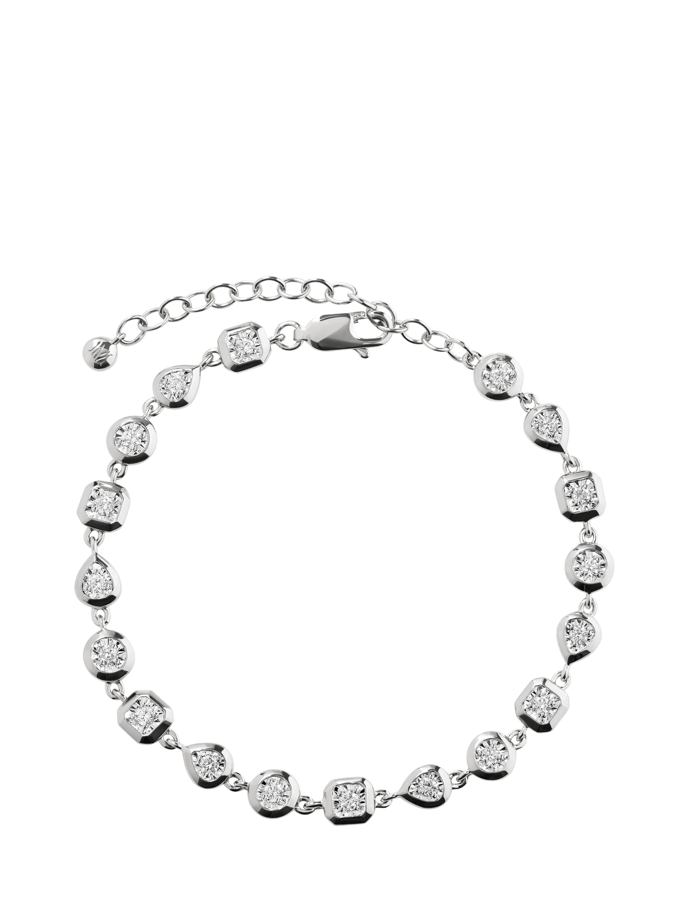 Product image 1 of 4, which shows Monica Vinader Lab Grown Diamond Bezel Chain Bracelet, Silver