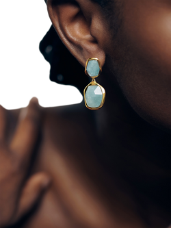 Monica Vinader Blue Odyssey Cocktail Drop Earrings, Gold/Blue - view 2, Gold/Blue