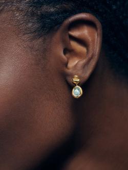 Monica Vinader Odyssey Drop Earrings, Gold/Blue - view 2, Gold/Blue