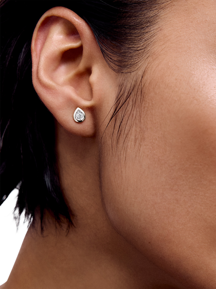 Monica Vinader Sterling Silver Lab Grown Diamond Stud Earrings - view 2, Silver