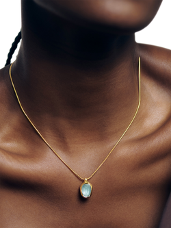 Monica Vinader Odyssey Gemstone Necklace, Gold/Blue - view 2, Gold/Blue