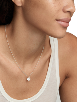 Monica Vinader Siren Disc Pendant Chain Necklace, Silver - view 2, Silver