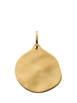 Monica Vinader Siren Round Textured Pendant, Gold, Gold