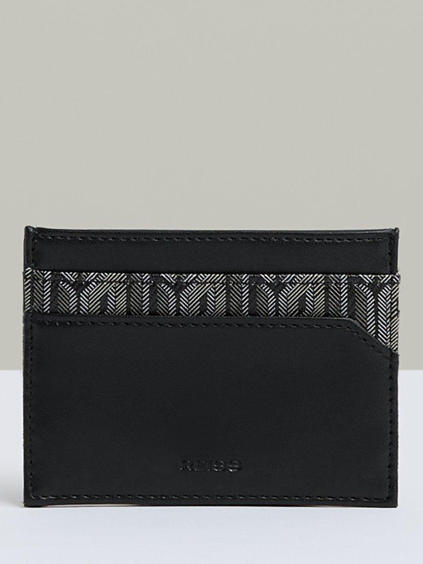 Product image 1 of 3, which shows Reiss Fletcher Monogram Canvas Card Holder, Black