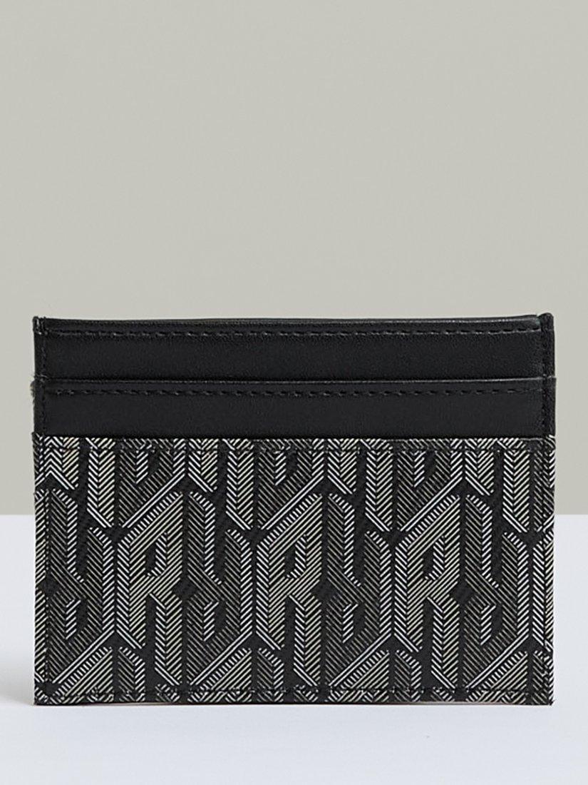 Product image 2 of 3, which shows Reiss Fletcher Monogram Canvas Card Holder, Black