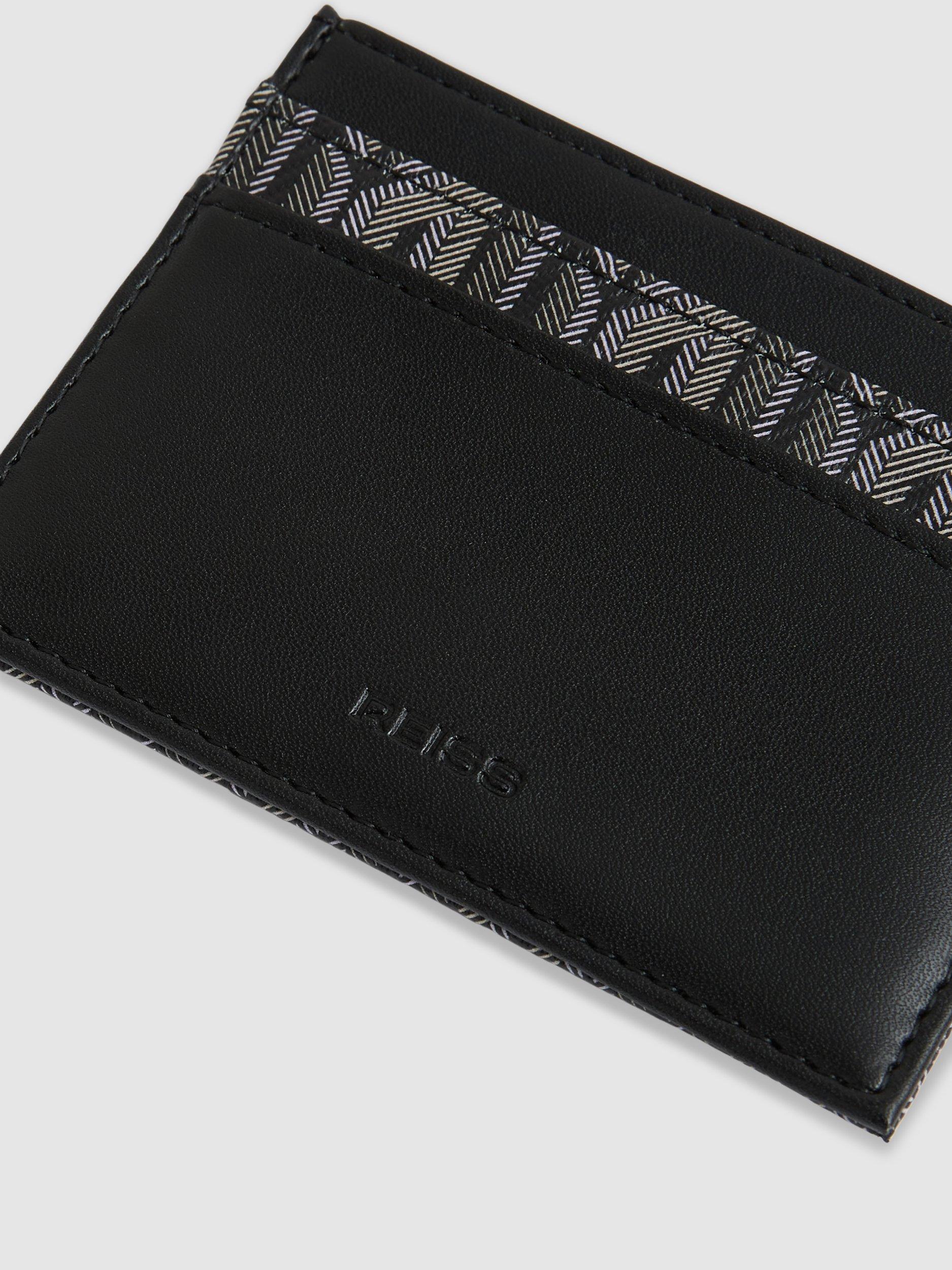 Product image 3 of 3, which shows Reiss Fletcher Monogram Canvas Card Holder, Black